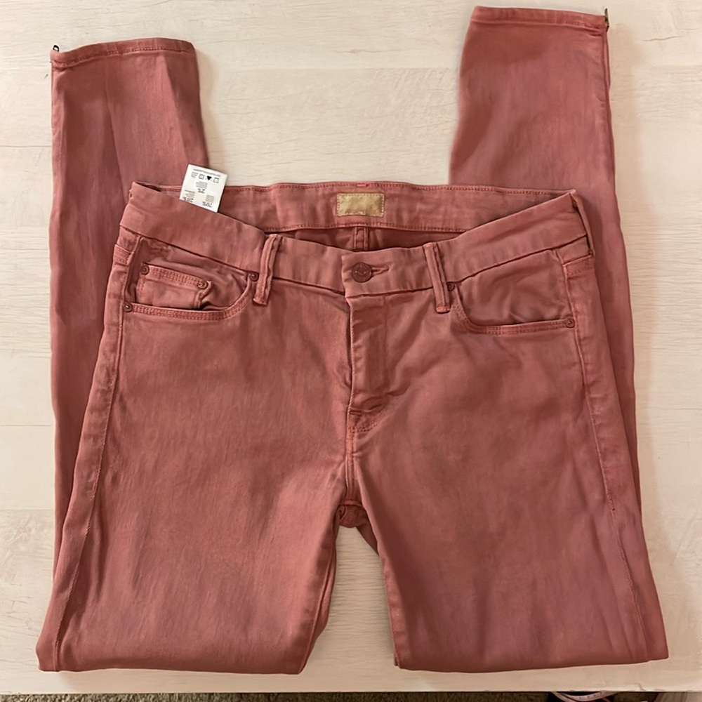 Mother The Looker ankle zip/ pop pink 30